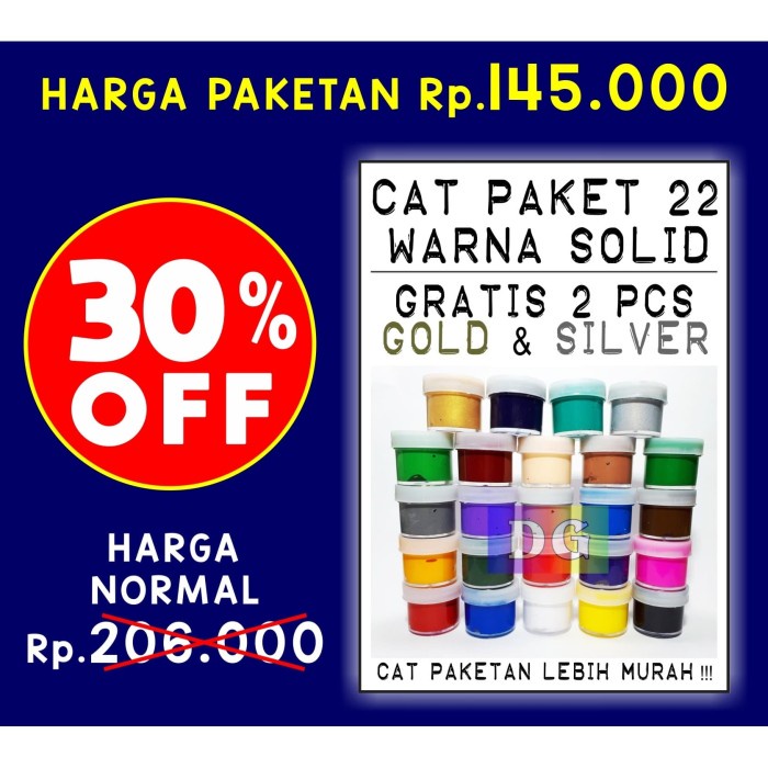 

(TERLARIS) 22 Warna Paket - Cat Tekstil / Lukis utk kaos / kanvas / tas / sepatu
