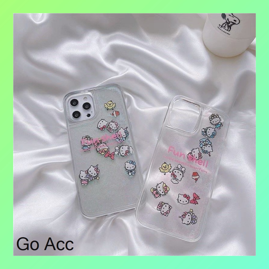 Glitter case softcase Hello Kitty Air HK Iphone 7 8 7+ 8+ X Xr Xs Max 11 Pro 12 Pro Max Fh25