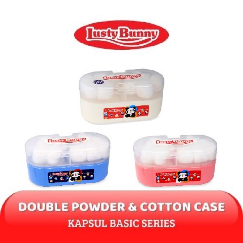 Tempat Bedak Double + Tepukan Bayi + Cotton Ball Lusty Bunny