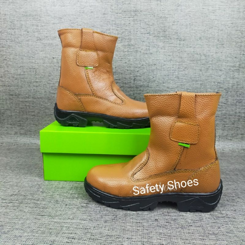 Sepatu Safety Boots Proyek Kulit Sapi Asli kerja Lapangan Septi ujung Besi Murah Unisex