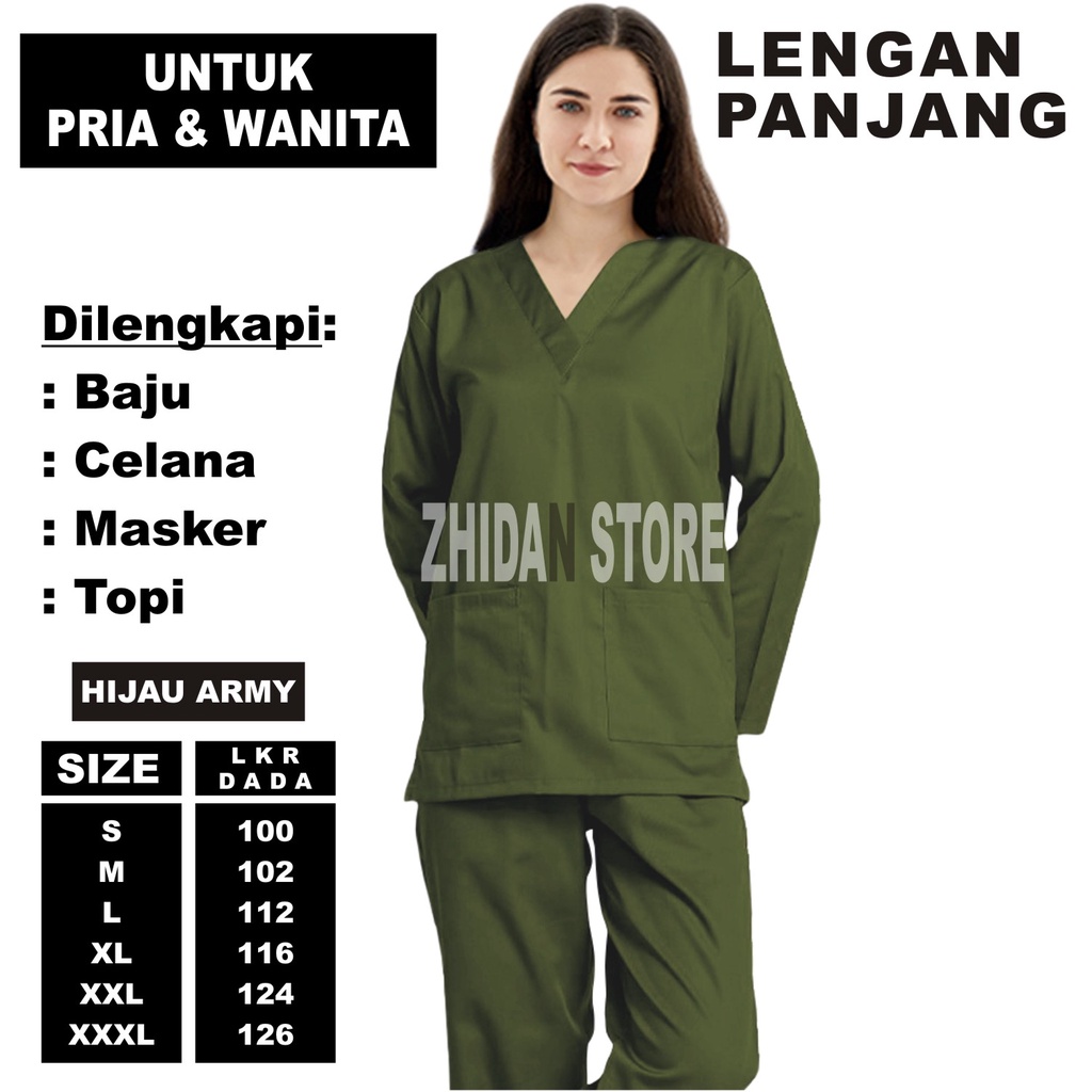 Baju Perawat Lengan Panjang / Baju Oka / Baju Scrub / Medis / Lengan Panjang