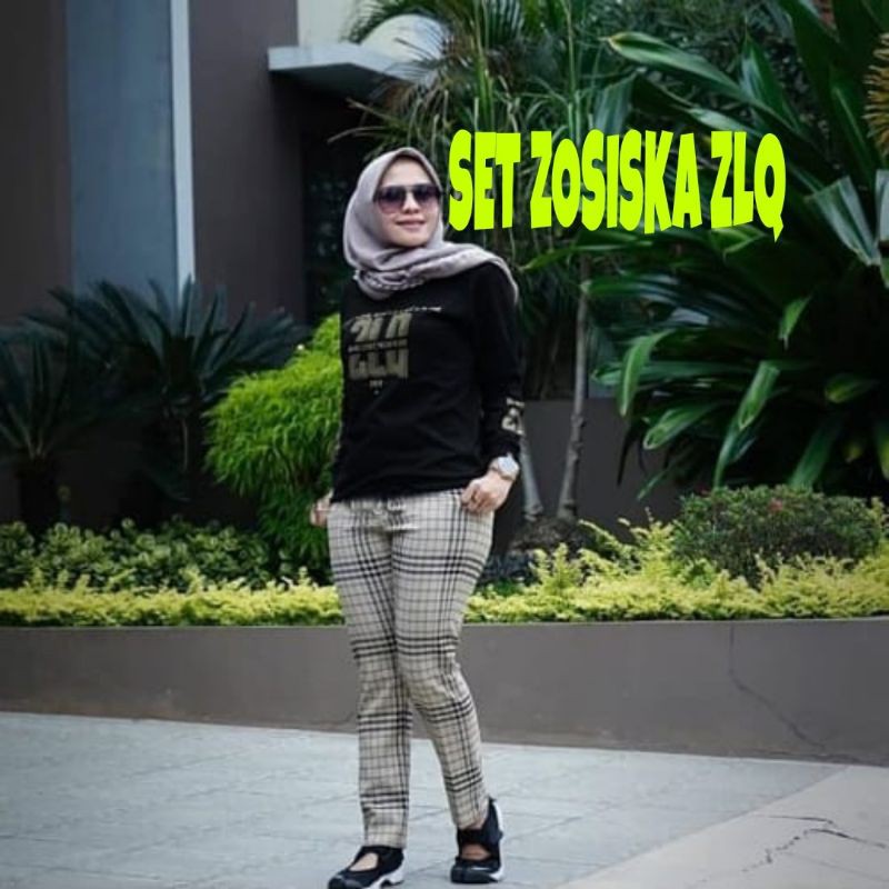 SET ZOSISKA FASHION PAKAIAN WANITA SETELAN ATASAN DAN CELANA BIGSIZE JUMBO BABYTERRY CTHM