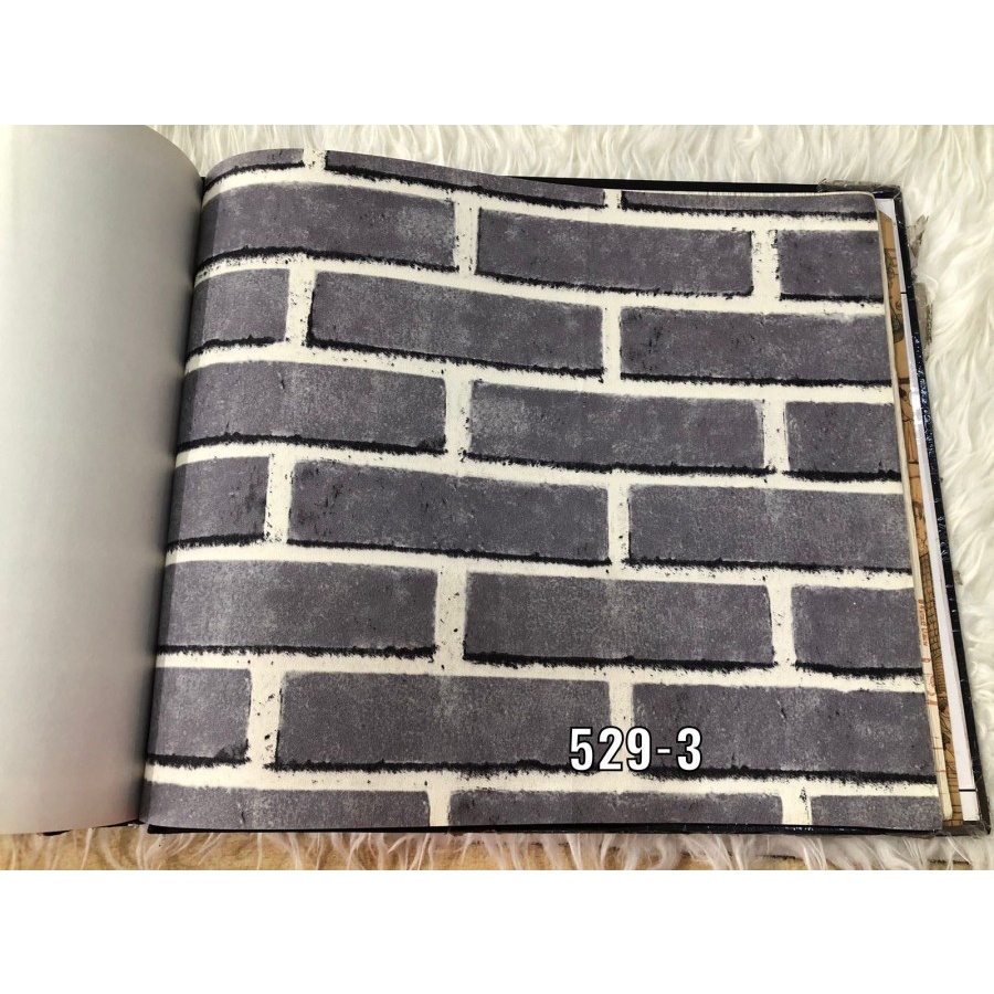 WALLPAPER DINDING MOTIF BATA ABU 3D ALAMI MURAH