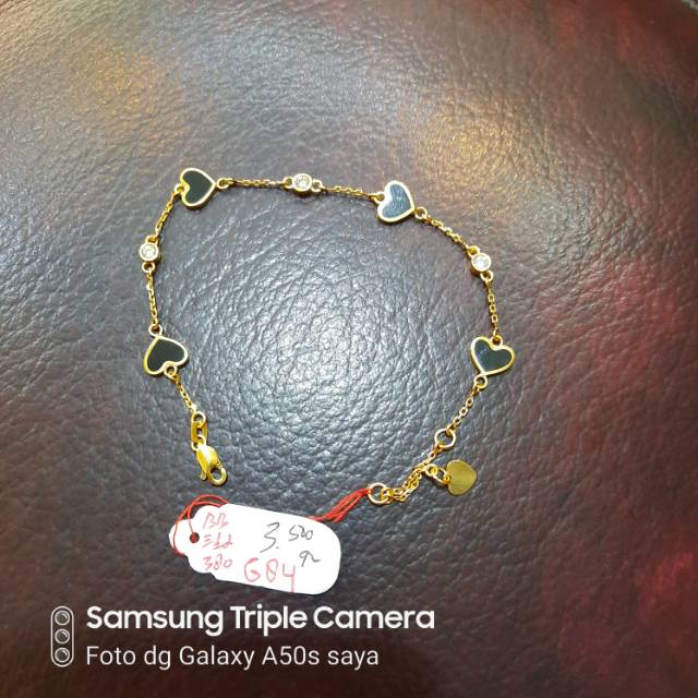 gelang emas rante motif hati