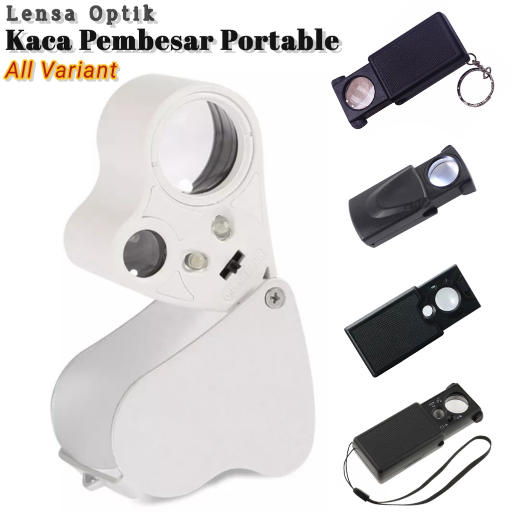 Lensa Led Optik Magnifier Kaca Pembesar Portable Mini Tipe Tarik Dengan Lampu LED Loupe