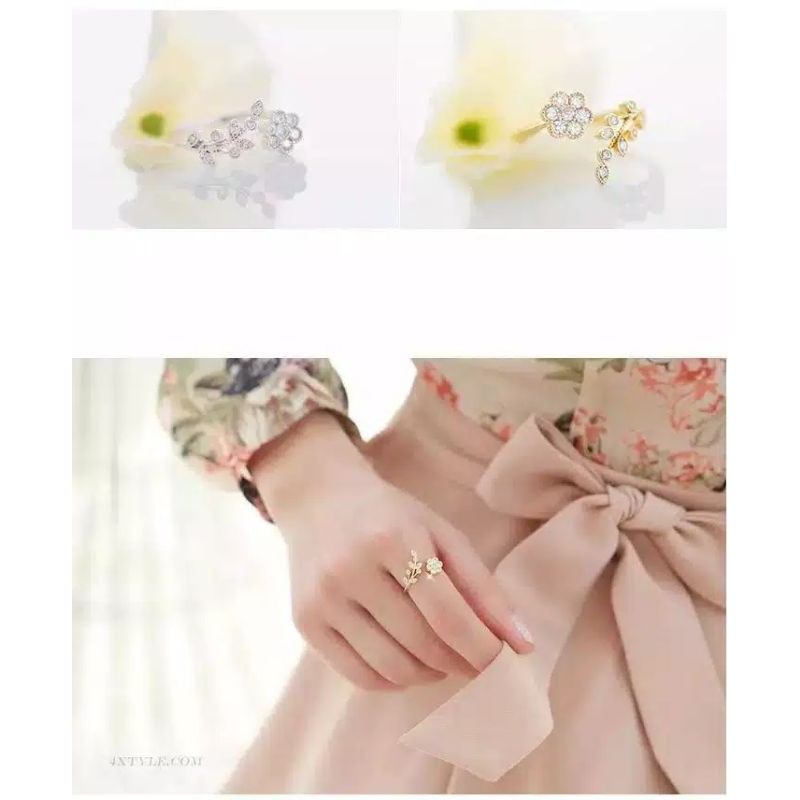 Cincin Korea Opening Ring Floral Blossom Bunga
