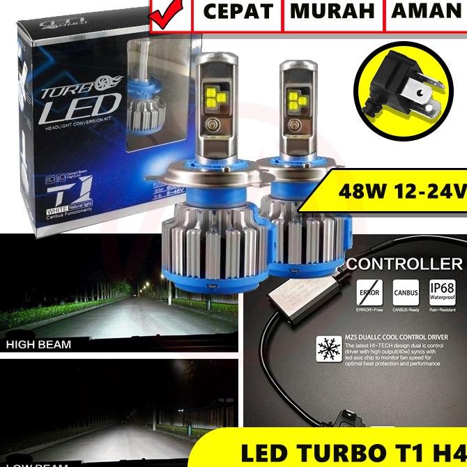 TURBO LED T1 H4 UNIVERSAL ISI 2PC HEADLIGHT TURBO T1