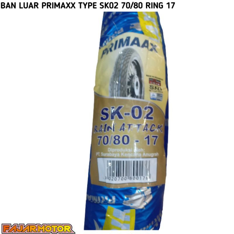 PRIMAAX BAN LUAR TYPE SK 02 70/80-17 TUBETYPE