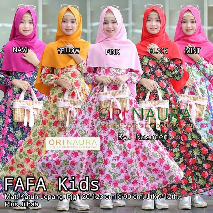 GamisFafa Kids Set Syar'i Ori Naura Material Katun Jepang