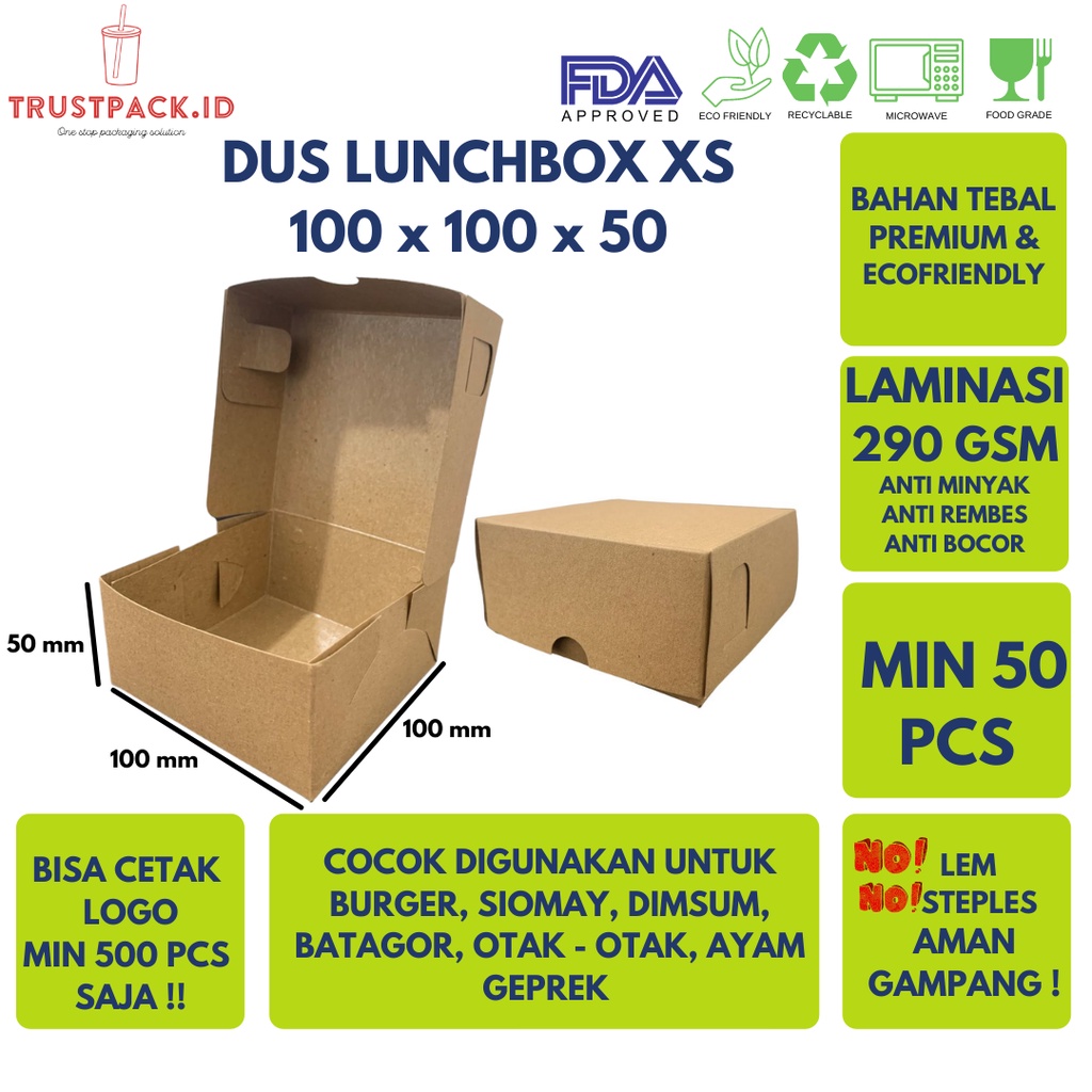 LUNCH BOX KRAFT / KOTAK DUS MAKANAN DIMSUM SIOMAY TAKOYAKI / SIZE XS