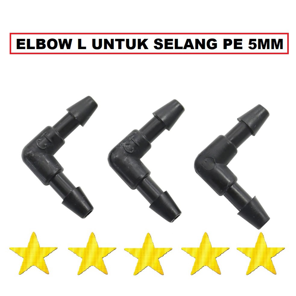 KONETOR NEPEL ELBOW 5MM L FITTING UNTUK SELANG PE 5 MM 