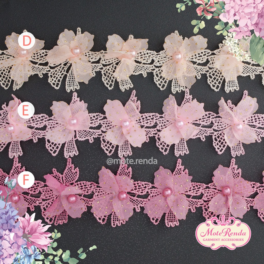 Renda bunga, lebar 6cm (harga per 50cm) kode 5AKA60