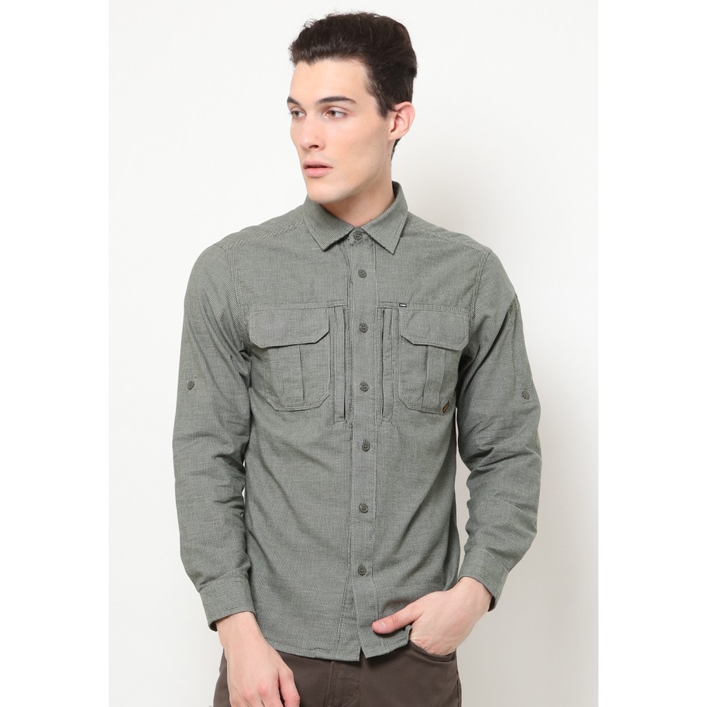 Kemeja Lengan Panjang Asli MGee 3451C Distric 007 Green