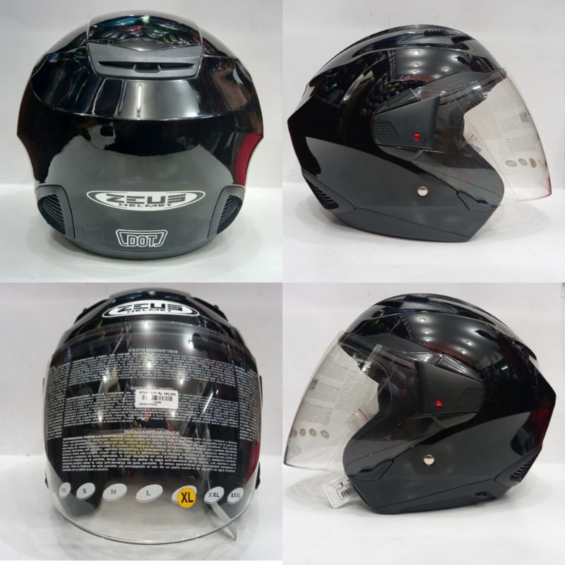 HELM ZEUS 611 DOUBLE VISOR POLOS-Hitam metalik