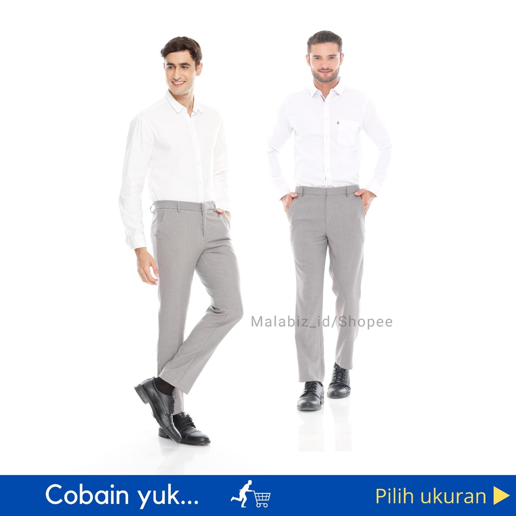 Benedict Slim Fit Celana Formal Pria Abu Muda || Benedict Slim Fit Celana Pria Abu Muda Anti Kusut