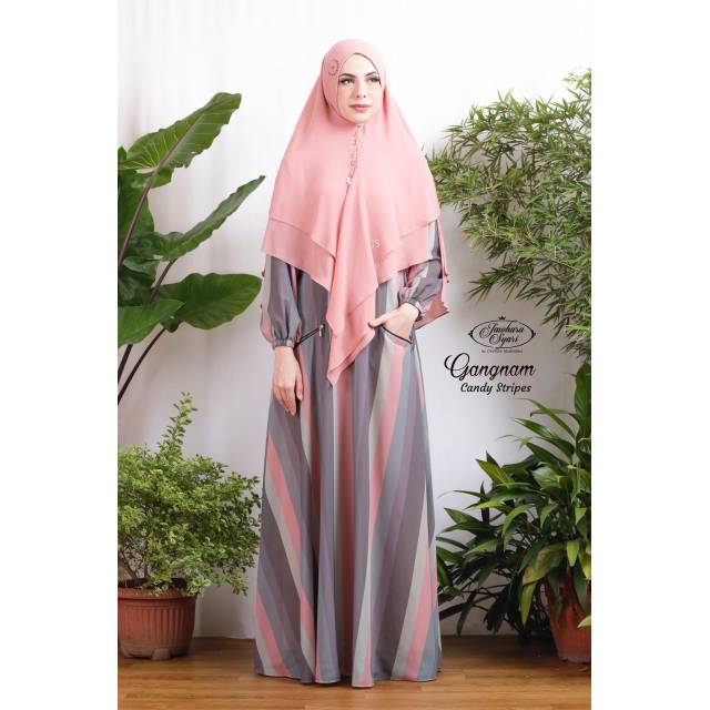 Gamis Jawhara Syari Gangnam Candy strip
