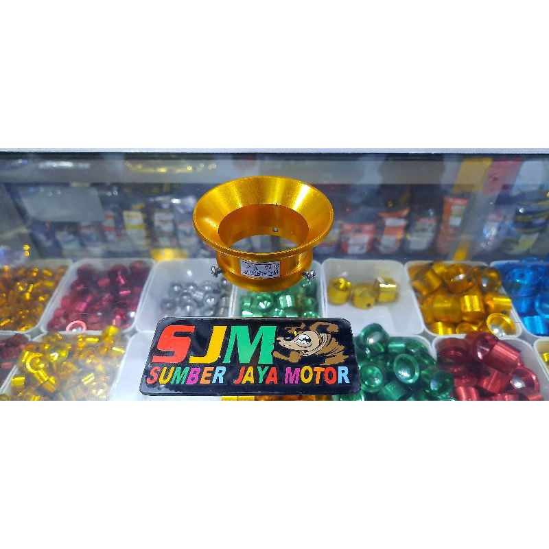 corong karburator/velocity tiger/megapro/gl karbu pe28/26 lokal/cnc gold/red/silver/blue/2tone