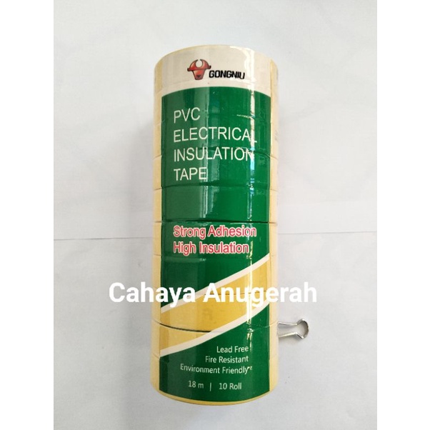 

Solasi Listrik Gongniu / Isolasi Listrik Gongniu 18mt Electrical Tape