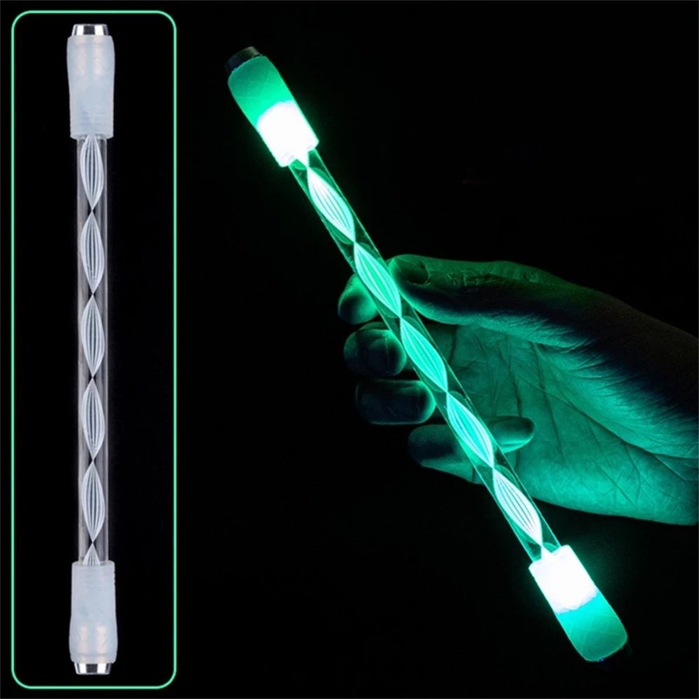 QUINTON Hand Game LED Rotating Pen Anti-Stress Spiner Pen Spinning Pen LED Light Student Gift Release Pressure Cell Batteries Powered Light-Up Toys Acrylic Twirling Pen