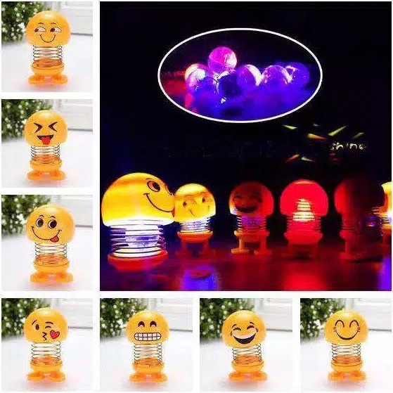 TERMURAH !!! isi 3 pcs Emoji Spring Doll / Boneka Goyang Kepala Emoji Pegas / led Emoticon Spring Doll Smilling Face Spring Doll / Dashbord motor mobil meja