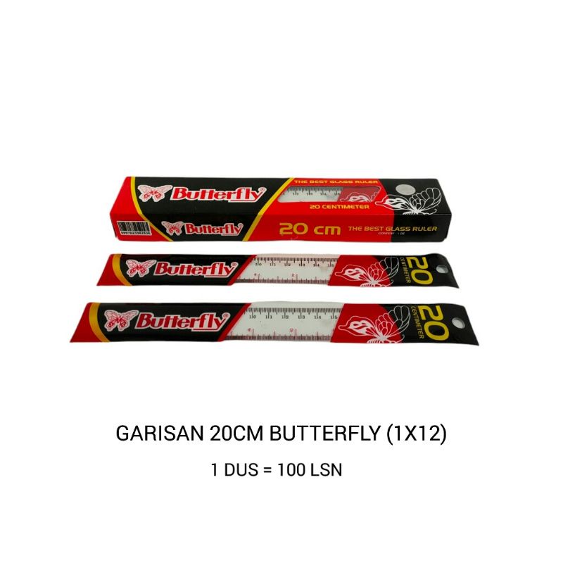 

Garisan 20cm Bening Butterfly/Penggaris/Garisan