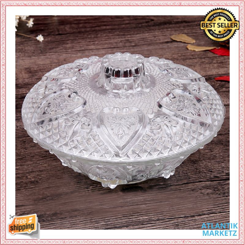 Crystal Glass Candy Jar 02D Toples Kaca Kue Permen