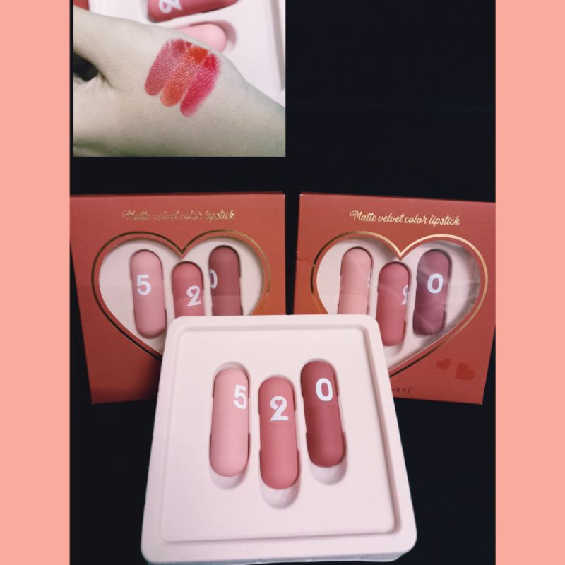 [1BOX ISI 3PCS]HENGFANG VELVET LIPSTIK 520 (Merah)