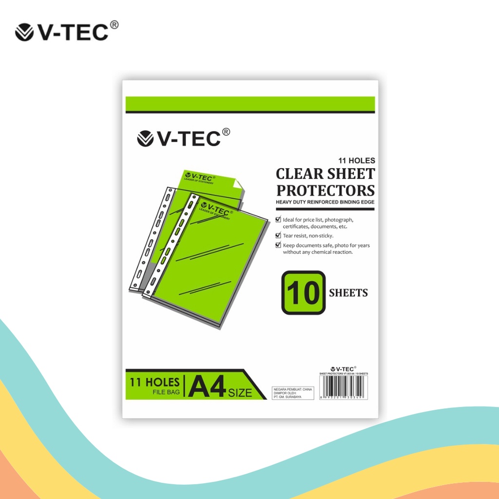 

CLEAR SHEET PROTECTOR V-TEC VT-303 A4 (10'S)