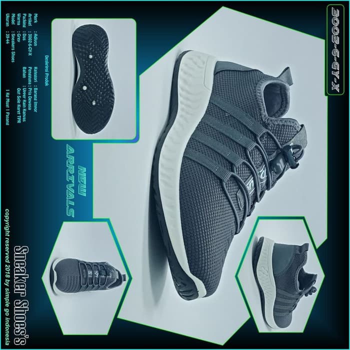 Sepatu Pria Sneackers - Sepatu Pria Adivon 3002 6 B Sport Best Vogue - Abu-Abu Muda, 39