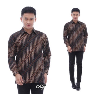 Kemeja Batik Pria Modern Lengan Panjang Casual Modis Slim Fit Trendy Masa Kini OL 162