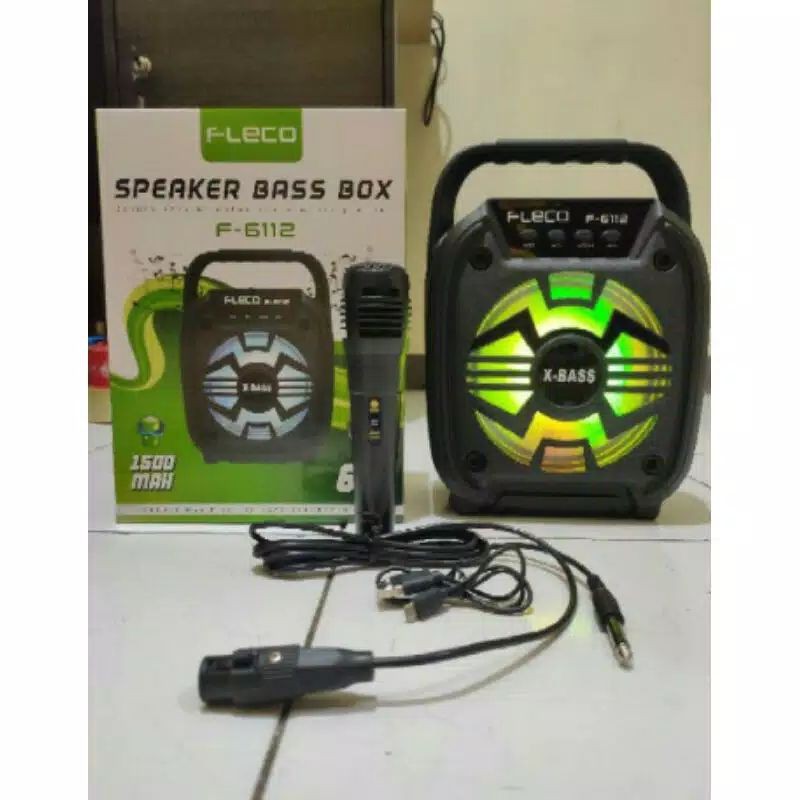 SPEAKER BLUETOOT KARAOKE FLECO F-6112 SPEAKER BASS BOX PLES MIC