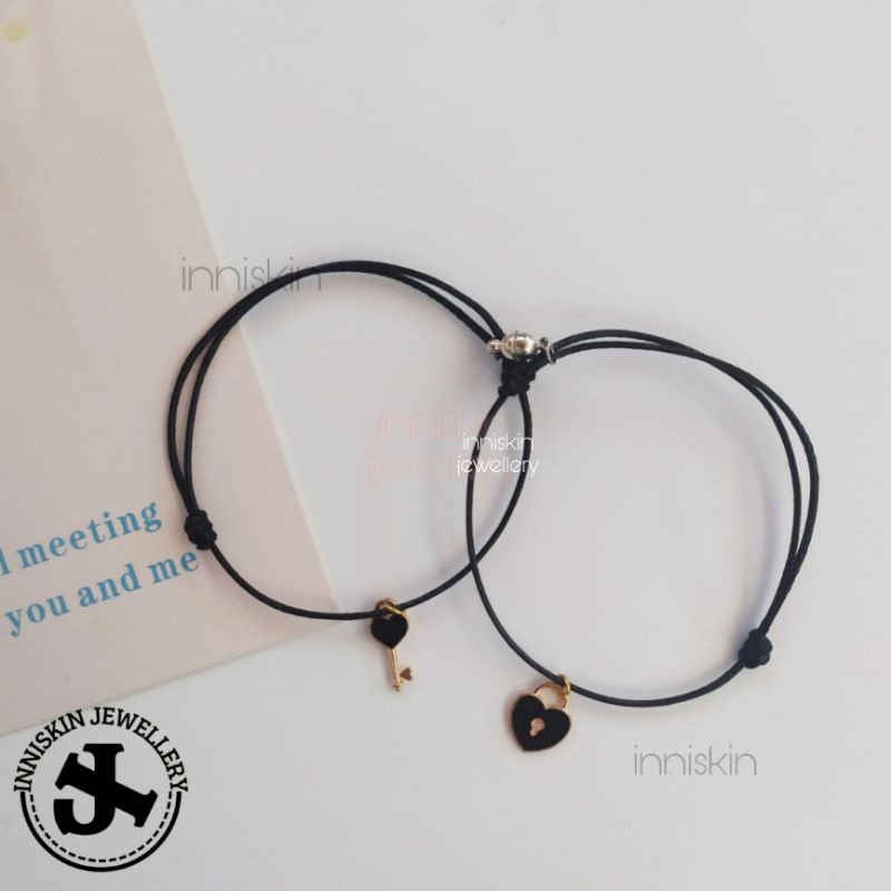 Gelang Couple Kunci / Gelang Pasangan 1 Pasang / Gelang Korea / Gelang Liontin / Liontin Gelang / Lock / Kunci / Gelang Korea Pasangan