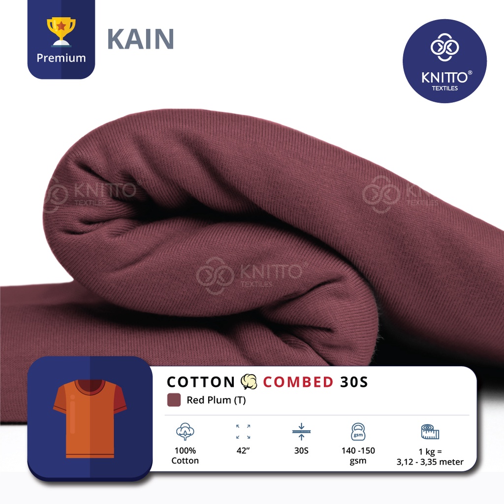 KAIN KAOS COTTON COMBED 30S RED PLUM ( BAHAN KAOS ) - KNITTO