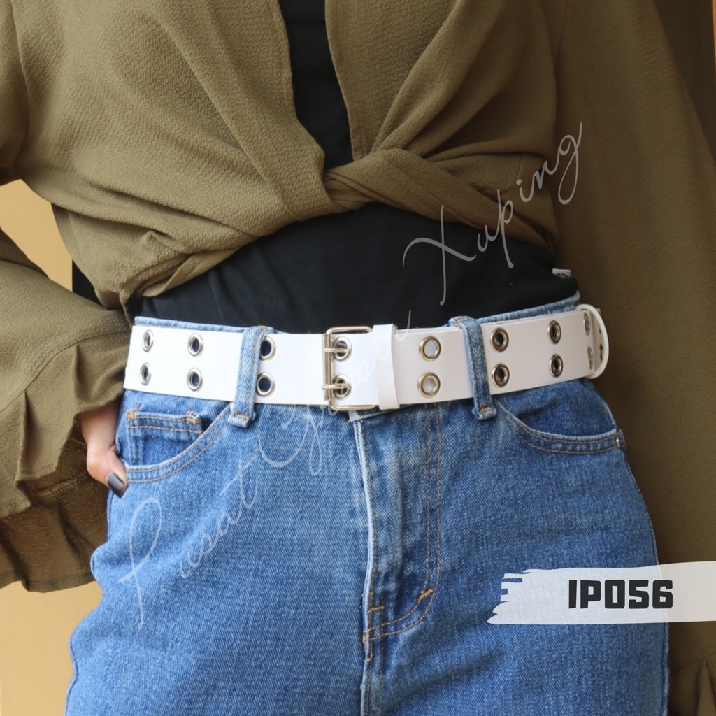 PGX Ring Belt Korea Sabuk Putih Ikat Pinggang Gesper Wanita - IP056