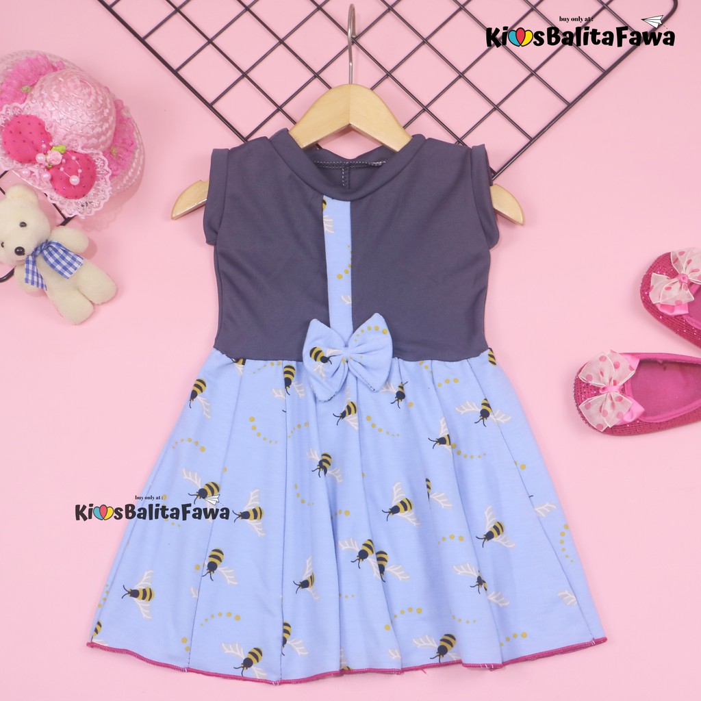 Dress Lala uk 3-12 bulan TYPE C / Dress Baby Perempuan Cewek Baju Batik Casual Pesta Gaun Polos Lucu