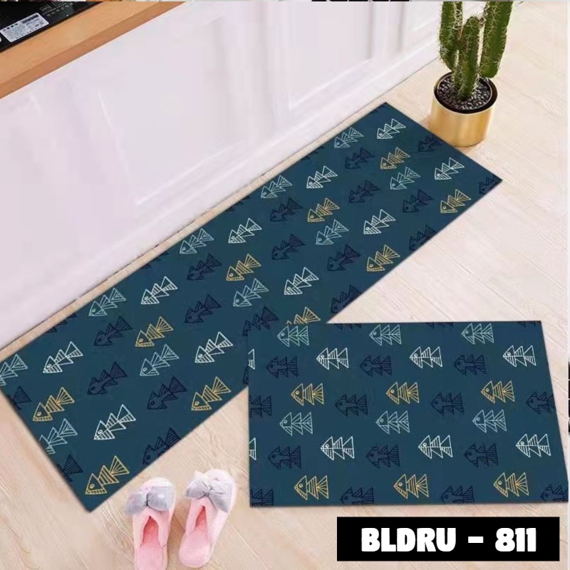 FLEUR-ID - 1 SET PREMIUM BLUDRU (40*60 CM & 40*120 CM) KESET DAPUR LEMBUT ANTI SLIP-BLDRU - 811
