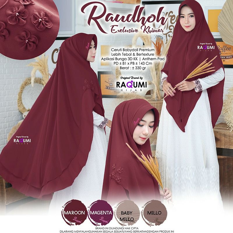 hijab RAUDHOH EXCLUSIVE KHIMAR ORI RAQUMI HIJAB