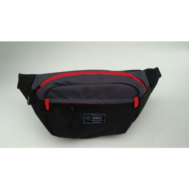 tas waistbag pria abu polet merah tas waistbag murah