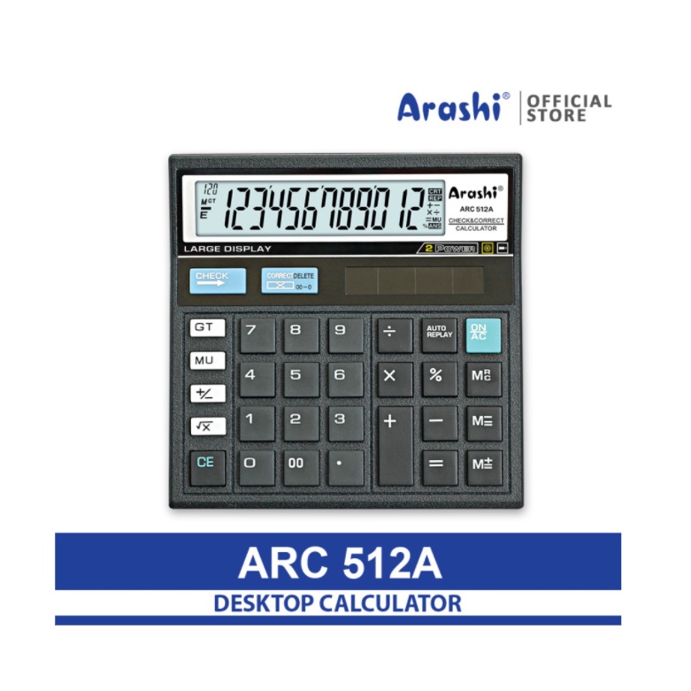 Arashi Desktop Calculator - Kalkulator Meja Dagang 12 Digit Check And Correct ARC 512A / ARC 512 A / ARC 512B - 512 B