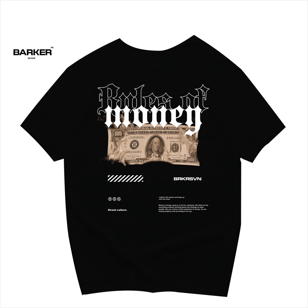 Tshirt Baju Kaos Distro Barker seven RULES OF MONEY / Kaos Distro Pria Wanita