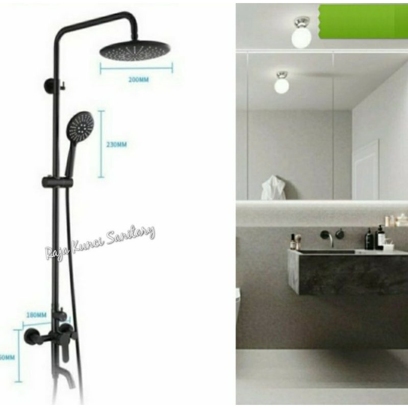 Shower Tiang Column Hitam Black/Shower Set Panas Dingin Stainless Hitam/Black