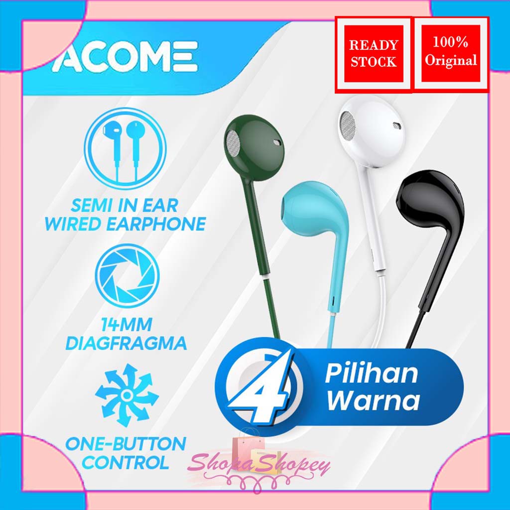 Acome Wired Earphone Headset 14mm Diafragma Clear Audio Garansi Resmi 1 Tahun AW01