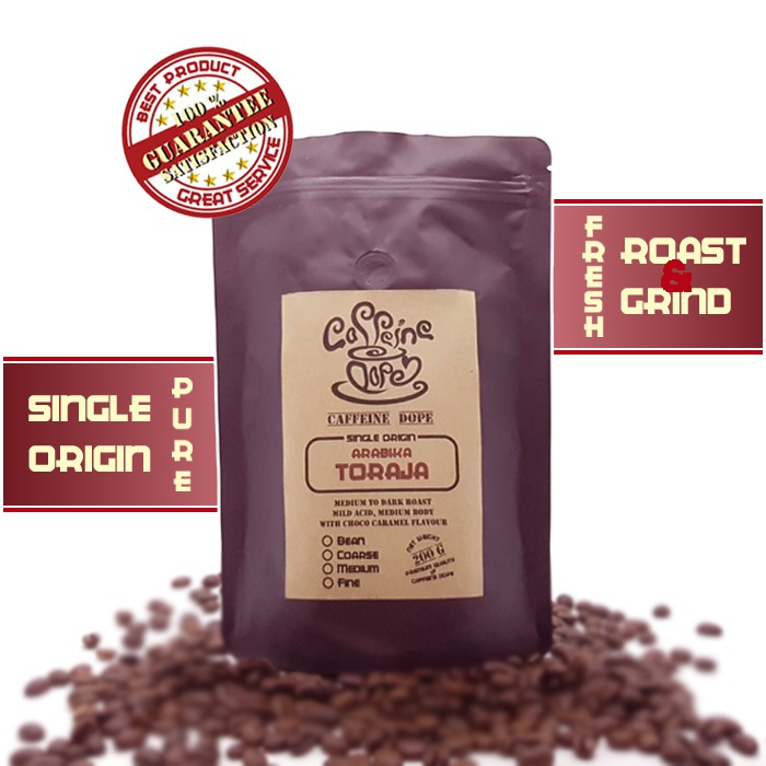 

Kopi Arabika Toraja 200 Gr Single Origin - Bean/Biji & Ground/Bubuk