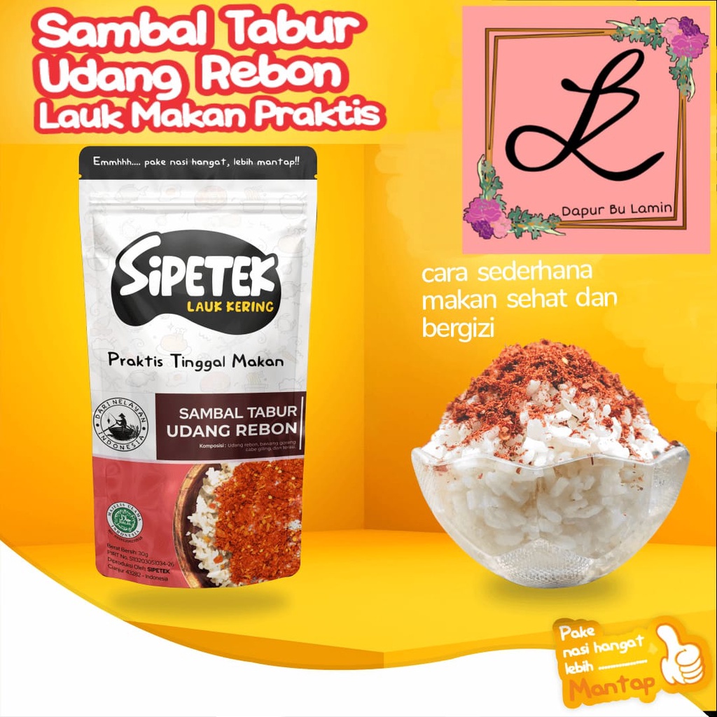 

sipetek sambal tabur udang rebon , makanan praktis , lauk