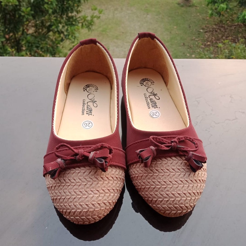 SBA03 26-30 Sepatu Balet, Flatshoes Anak Perempuan Umur 4 5 6 tahun - Motif Pita Rajut