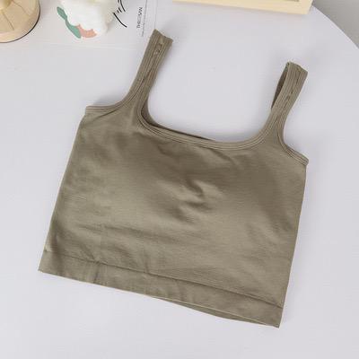 [ LINGERIE MASTER ] - (B-46) Crop Tank Top Bra Atasan Wanita / Tanktop Basic Elastis Bahan Premium Busa-B-46 Army