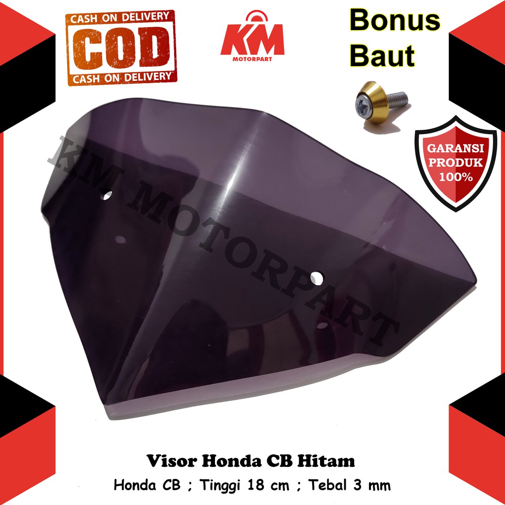 Visor Windshield cb 150r Hitam dan Bening Tebal 3 mm Bahan Kaca Mika Akrilik