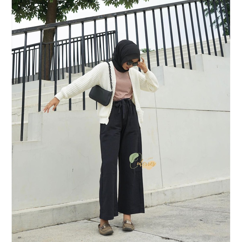 Seoul Wide Highwaist Kulot Linen Premium / Linen Pants Jumbo / Celana Kulot Bahan Linen Premium