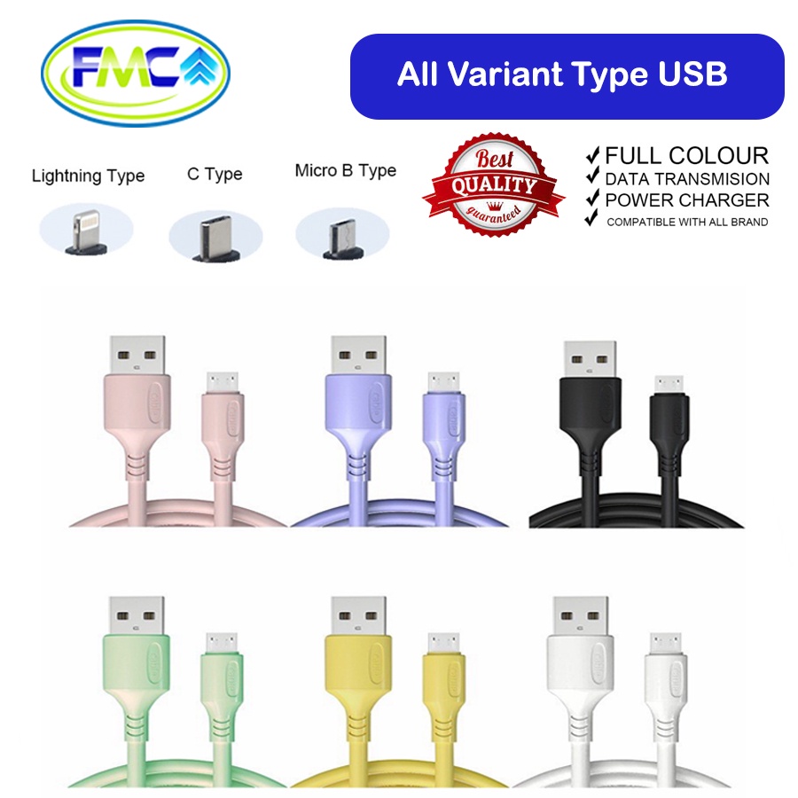 Kabel Charger Data Fast Charging Micro USB Casan Android Tipe C Type Warna Macaron Cable Charge HP Android Aksesoris Handphone Smartphone