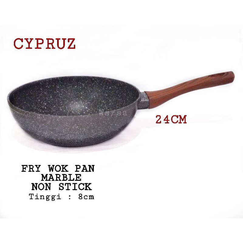 Wajan Penggorengan Anti Lengket Marble Fry Wok Pan Non Stick
